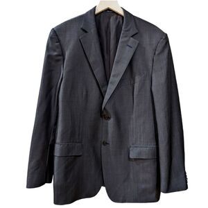 Zegna Mens Wool & Mohair Two Button Shiny Navy Blue Blazer 28QCG4 Size EU 54R